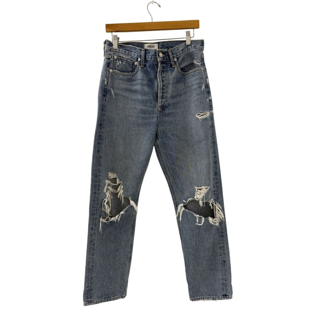 AGOLDE‎ Women's High Rise Blue 90's Distressed Button Fly Jeans Size 26